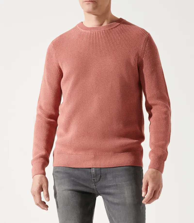 Pull col rond rose vieilli