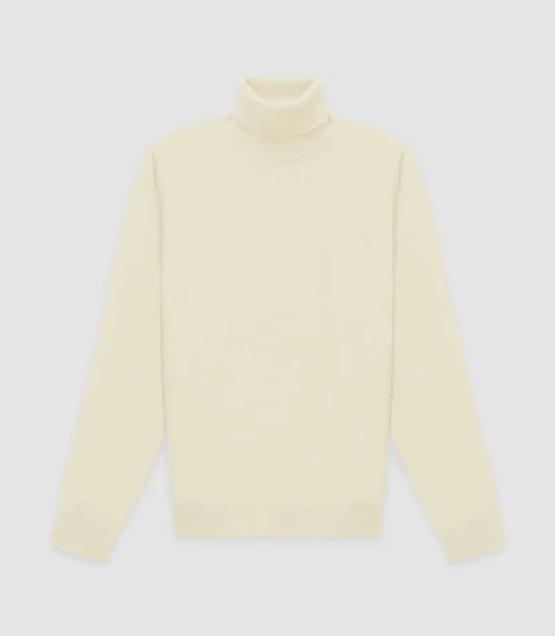 Pull col roulé écru