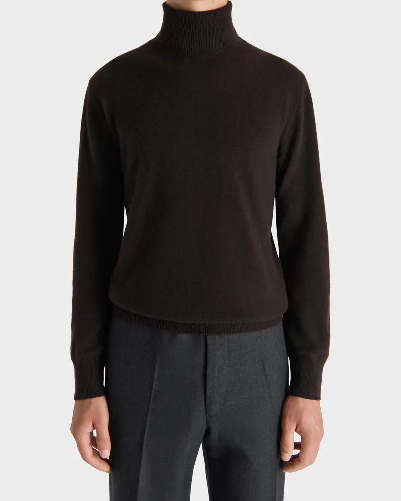 PULL COL ROULÉ EN CACHEMIRE - CHOCOLAT FONCÉ