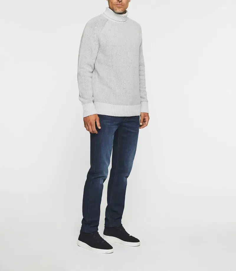 Pull col roulé en laine gris chiné BELMO