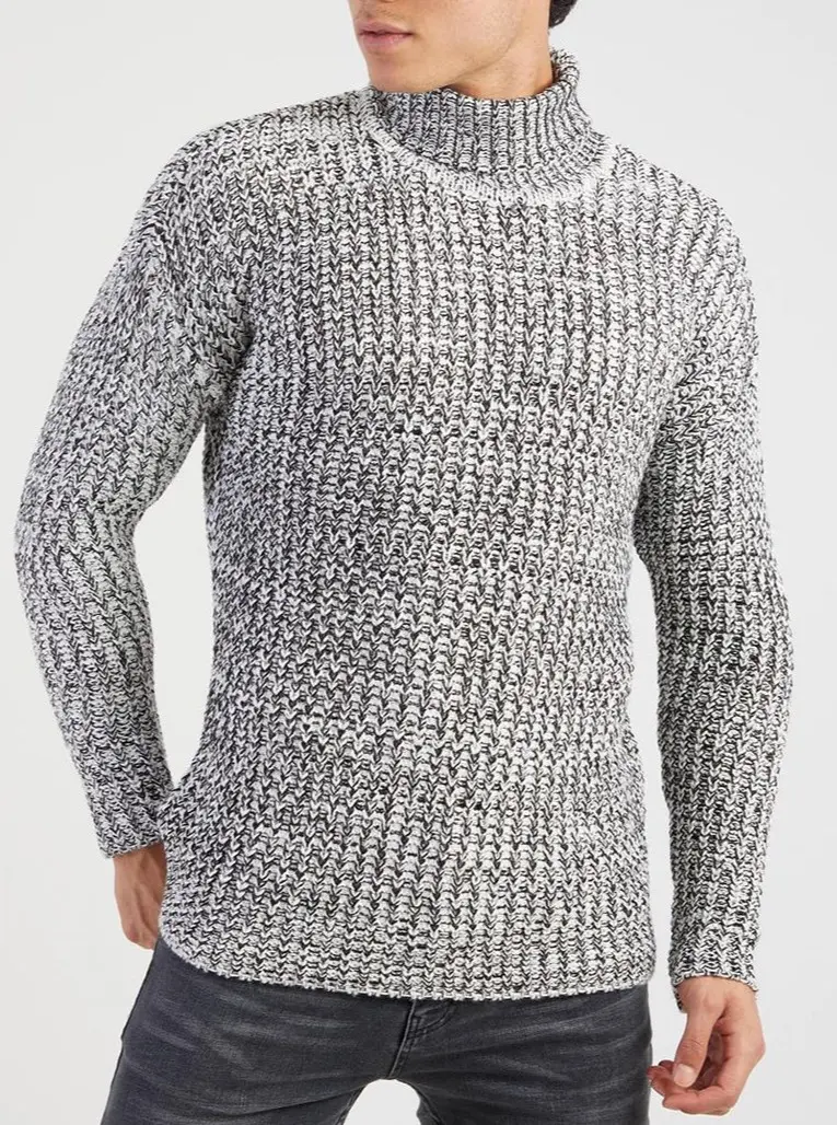 Pull col roulé gris homme stylé