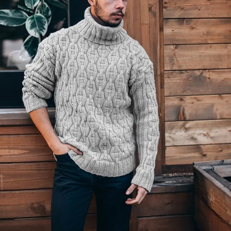 Pull Col Roulé Homme en Tricot – Coloris Uni, Tendance & Raffiné, Automne-Hiver