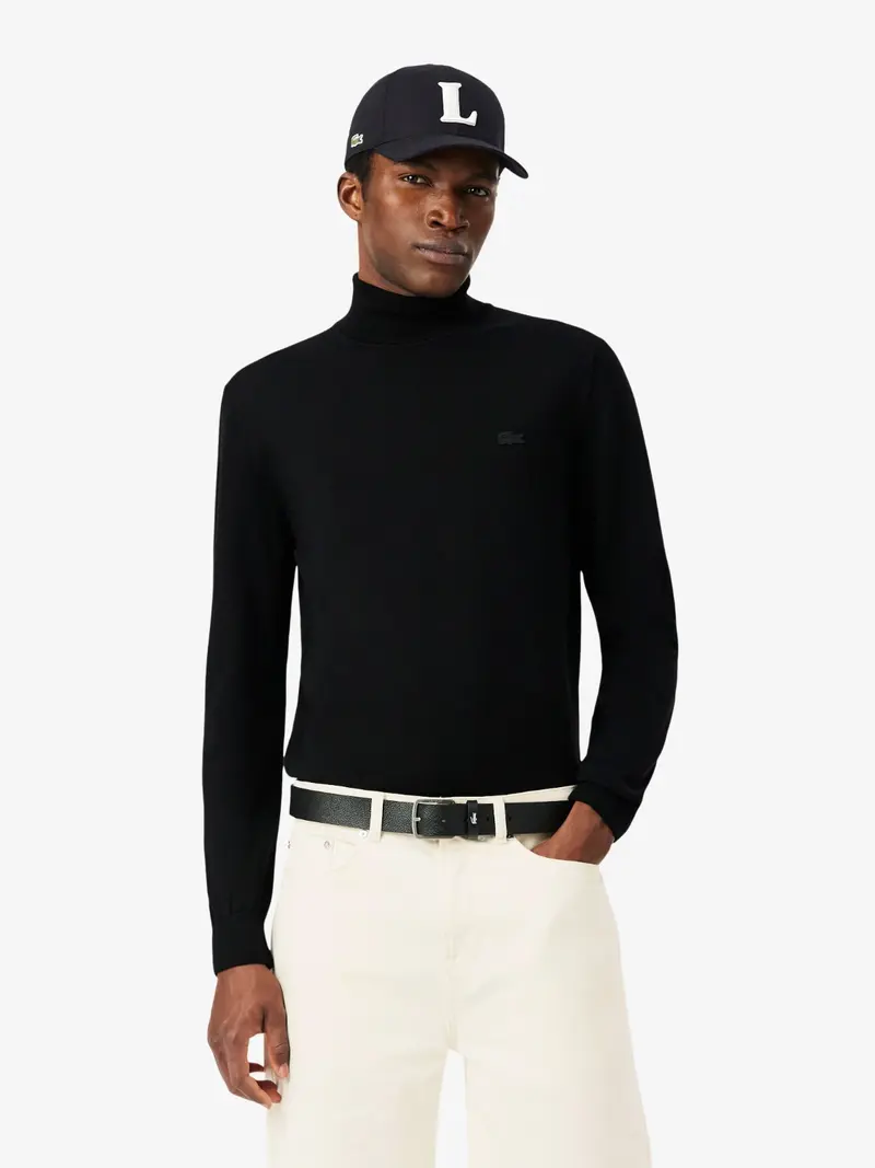 Pull col roulé Lacoste noir en laine