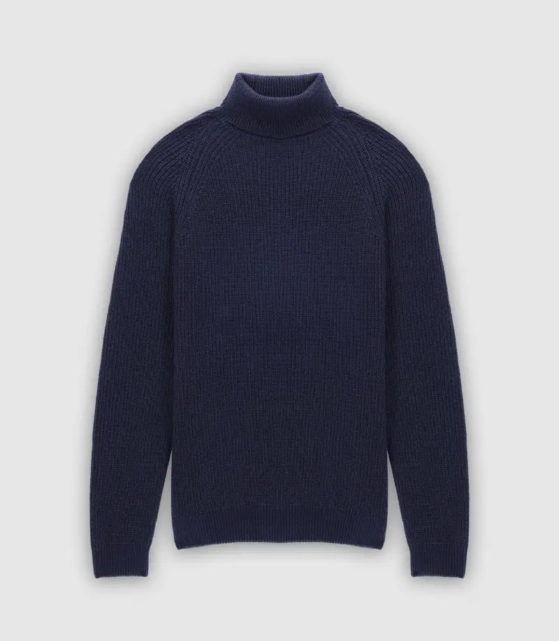 Pull col roulé marine