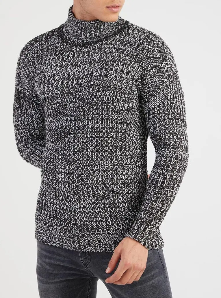 Pull col roulé noir homme fashion