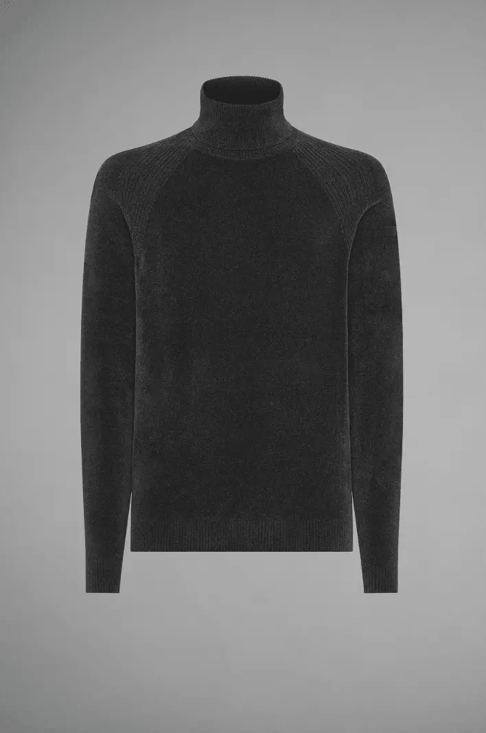 Pull col roulé RRD gris en velours