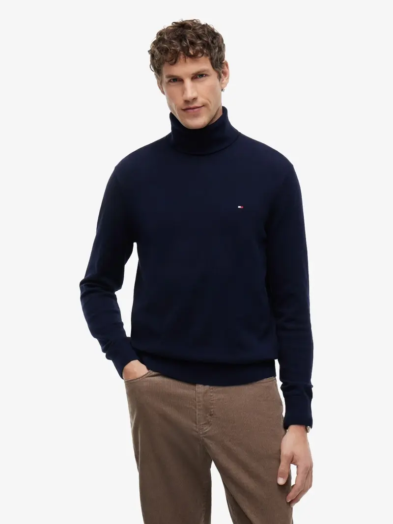 Pull col roulé Tommy Hilfiger marine en cachemire