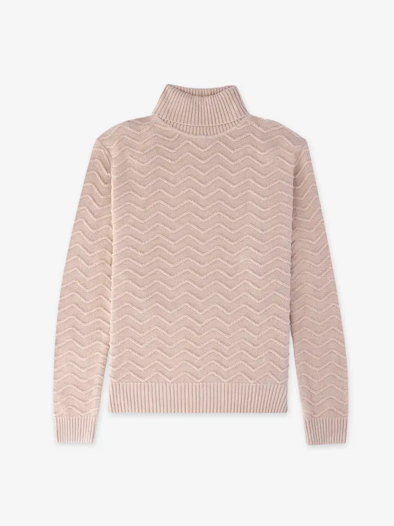 Pull col roulé torsadé beige