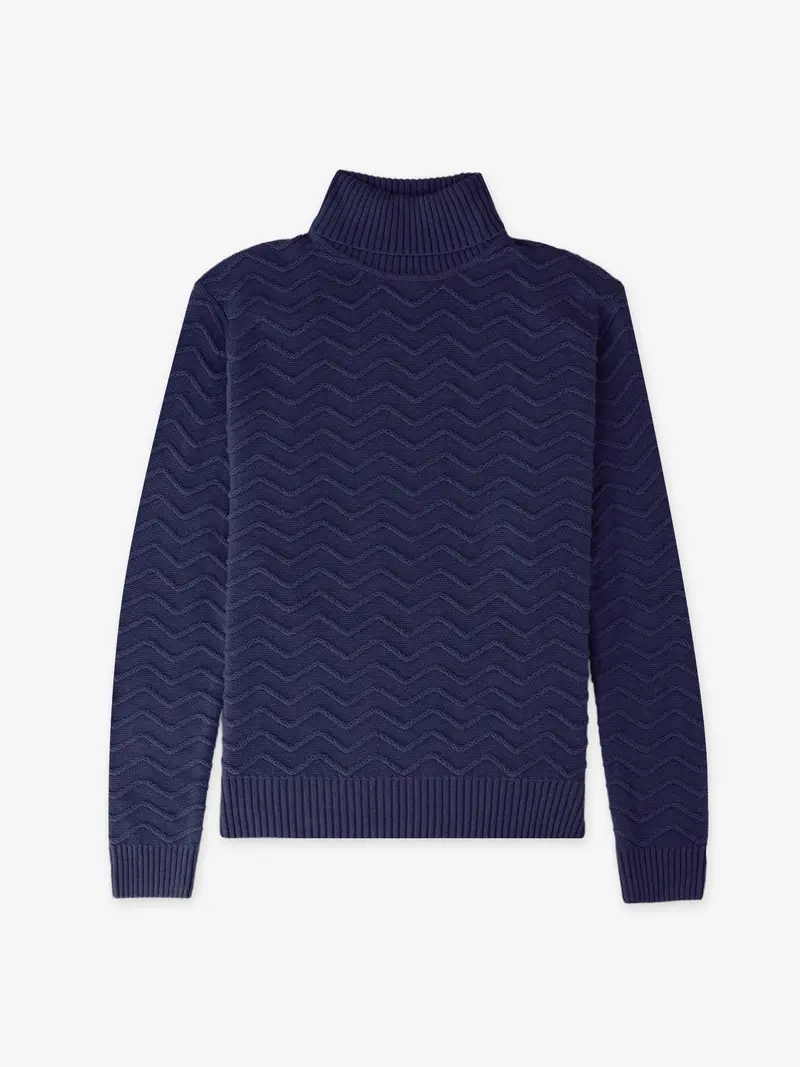 Pull col roule torsade marine