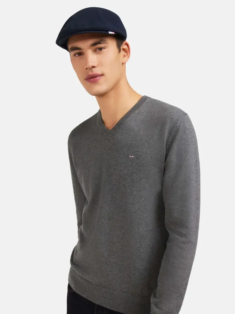 Pull col V Eden Park gris