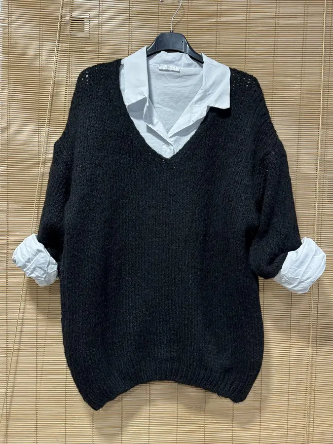 Pull col V noir