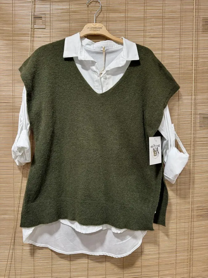 Pull débardeur kaki