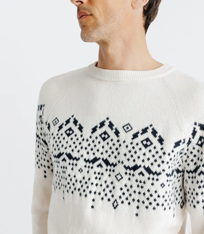 Pull en jacquard col rond écru