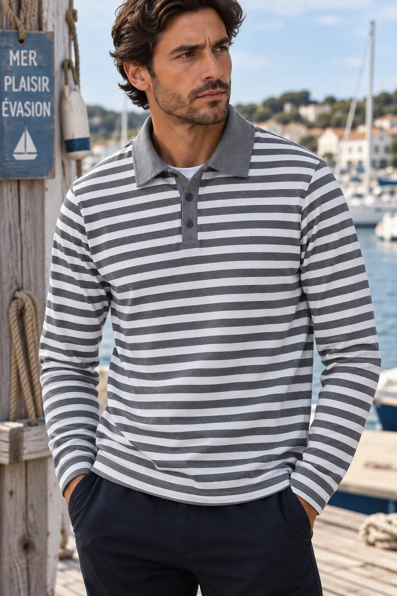 Pull fin rayé NINO gris du M au 3XL