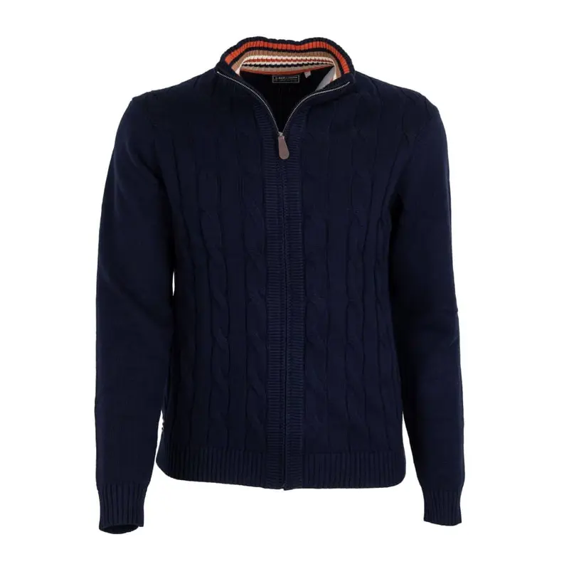 Pull full zip torsadé bleu marine