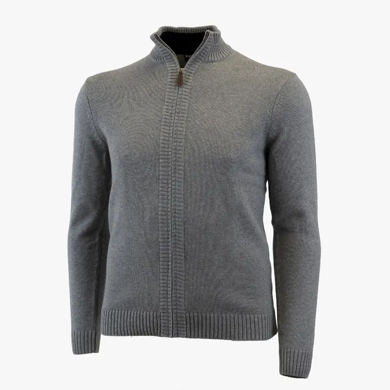 Pull gris full-zip col montant