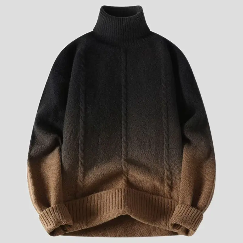 Pull homme col montant en maille à effet dégradé