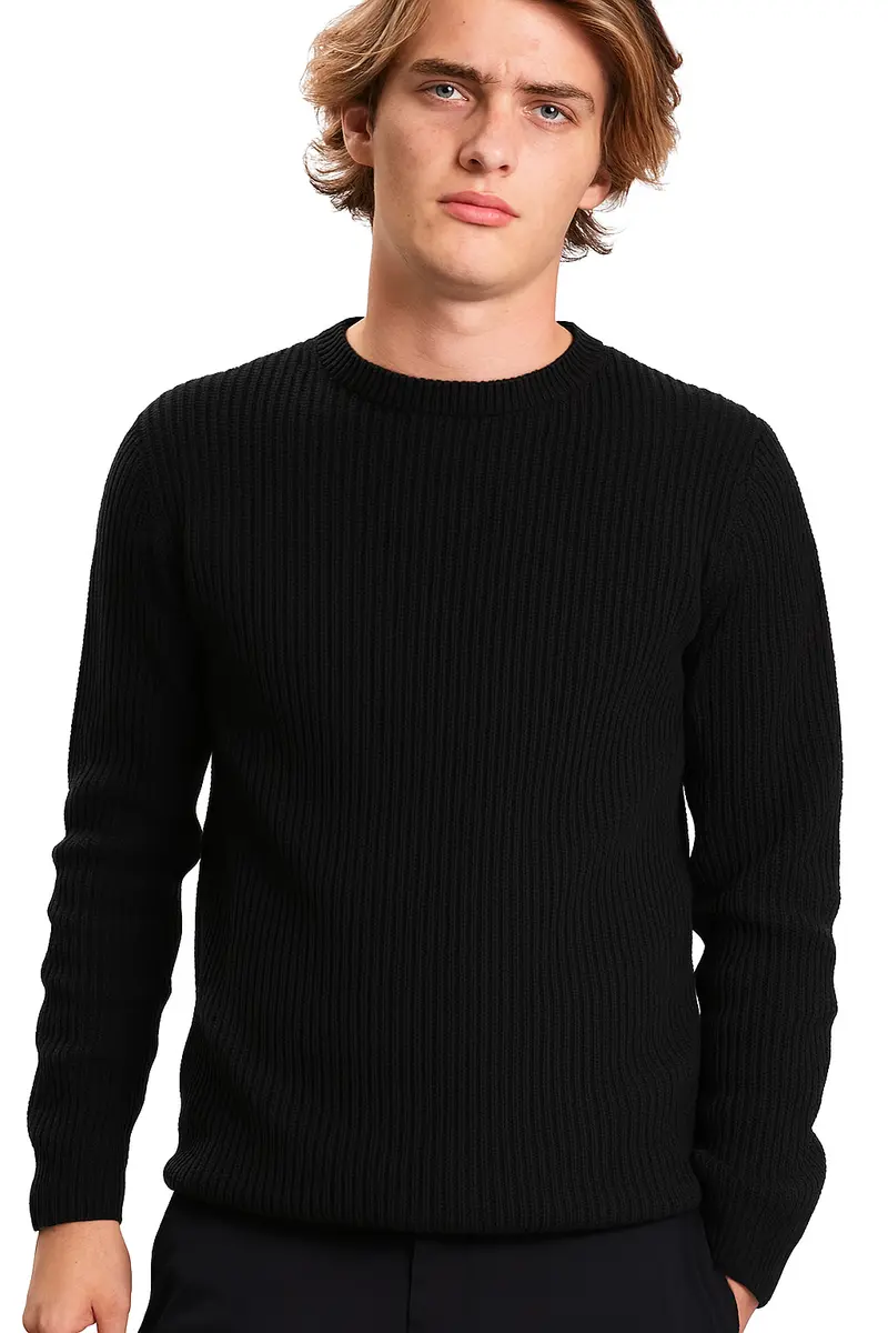 Pull Homme – Col Rond Maille côtelées
