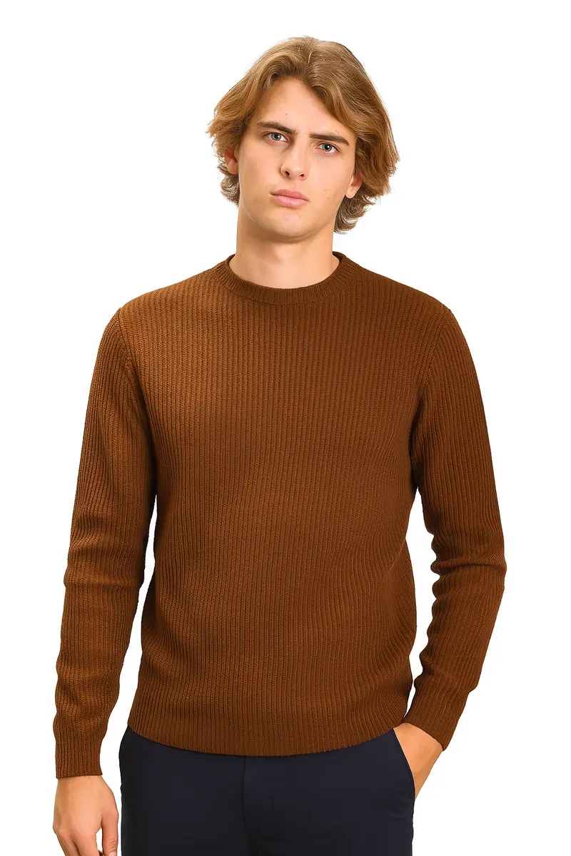 Pull Homme – Col Rond Maille côtelées