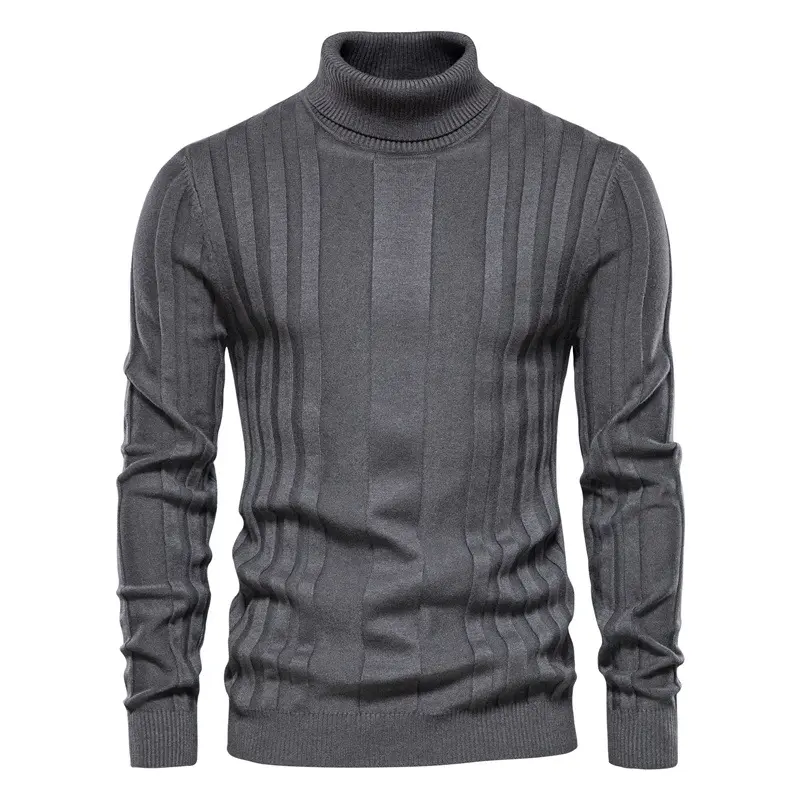 Pull homme en maille à col montant – Uni et coupe ajustée