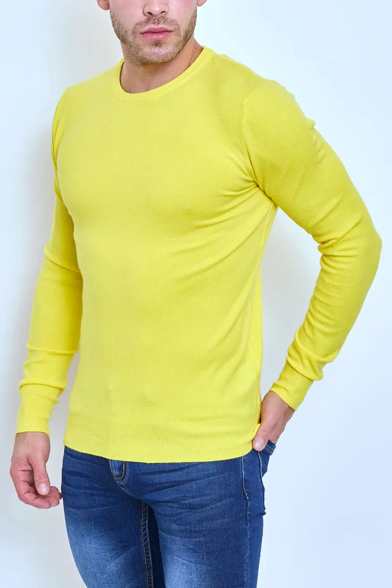 Pull Homme Jaune – Col Rond