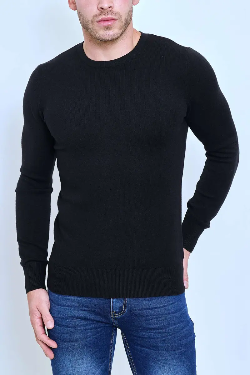 Pull Homme Noir – Col Rond