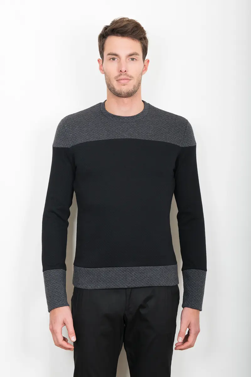 PULL "HORIZON" GRIS ET NOIR