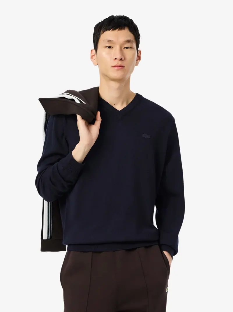 Pull Lacoste marine en laine