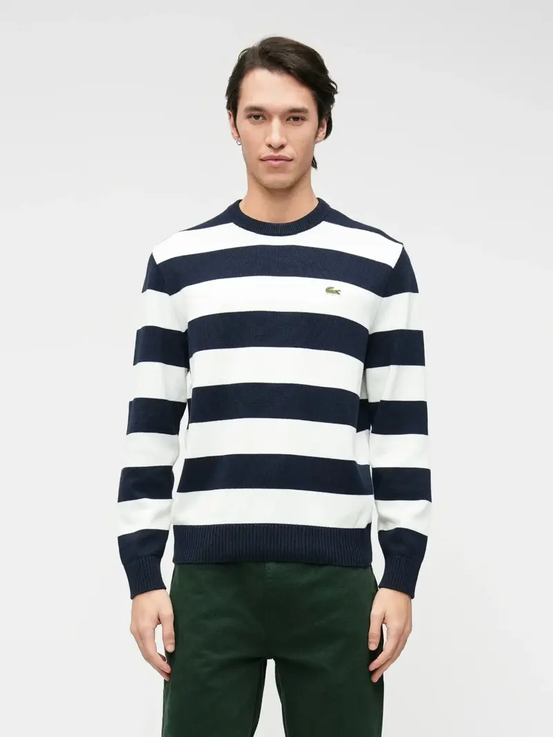 Pull marinière Lacoste marine en coton