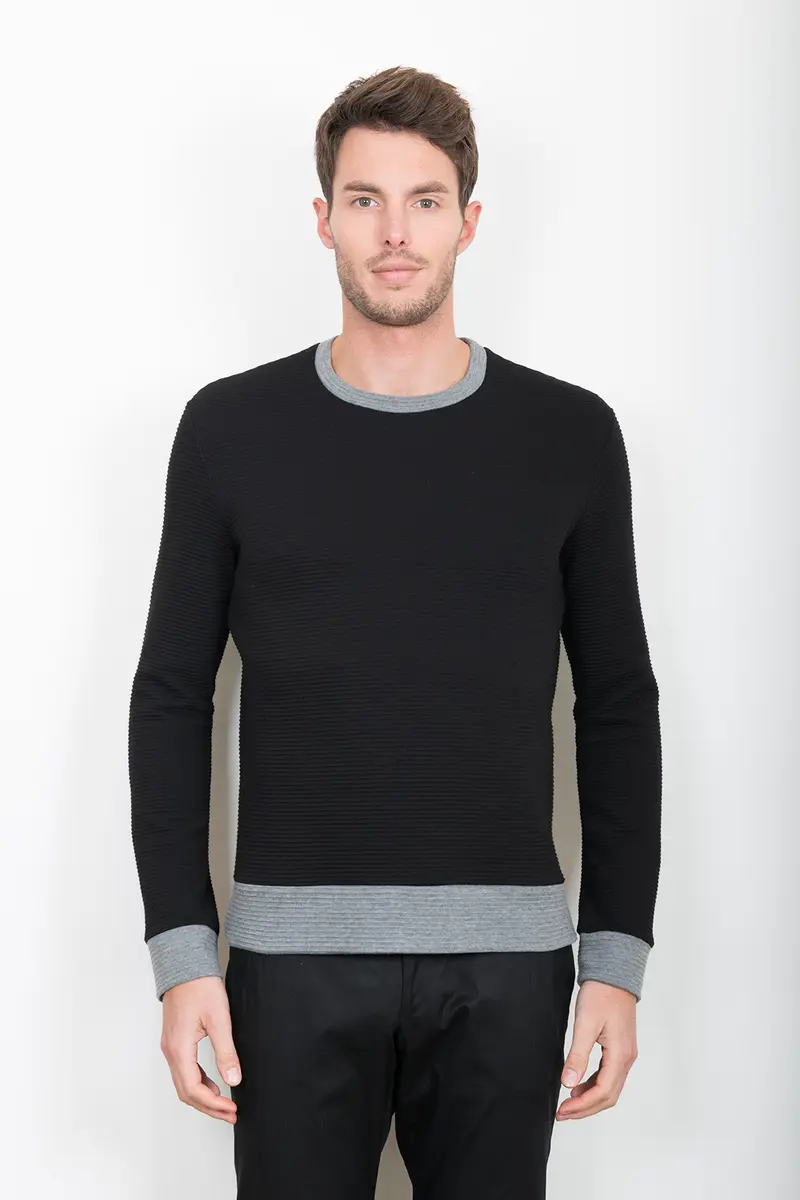 PULL "PLAIN" NOIR ET GRIS