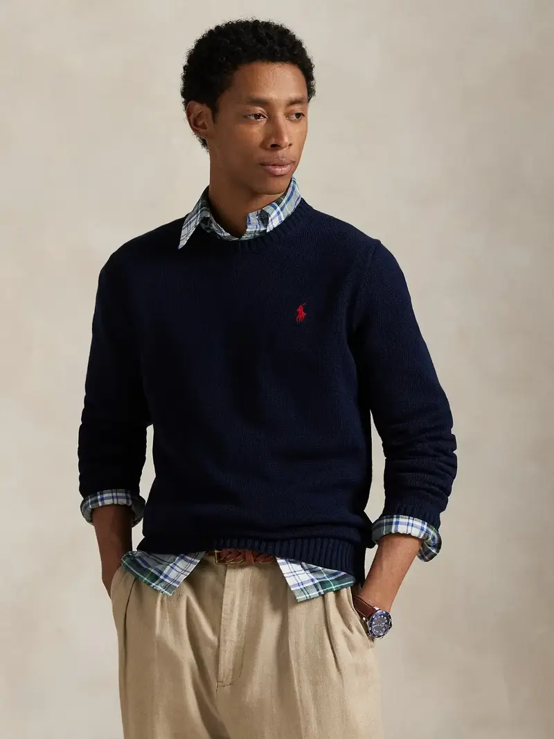 Pull Ralph Lauren marine en coton