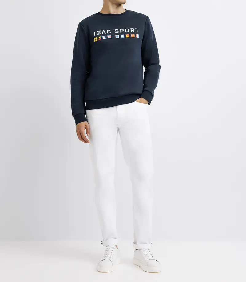 Pull sweat avec drapeaux marine