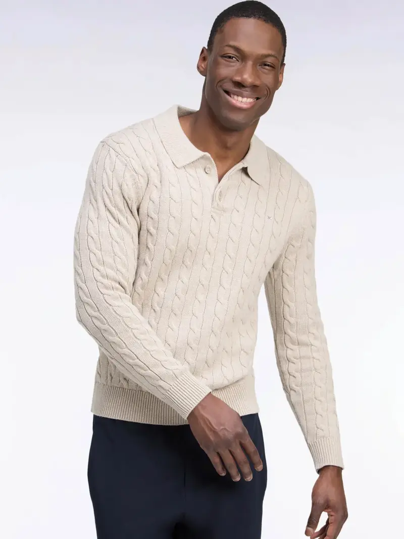 Pull torsadé Eden Park beige en coton