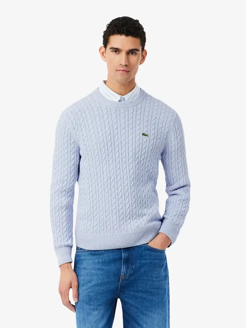 Pull torsadé Lacoste bleu