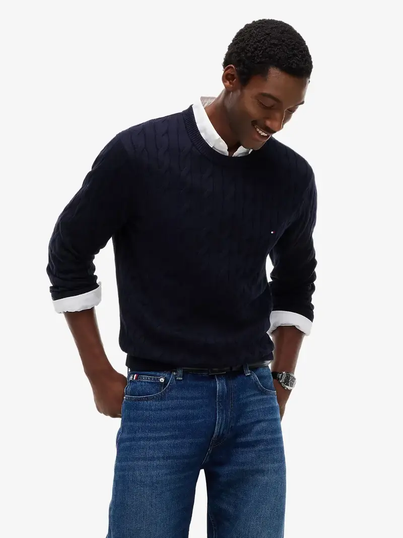 Pull torsadé Tommy Hilfiger marine