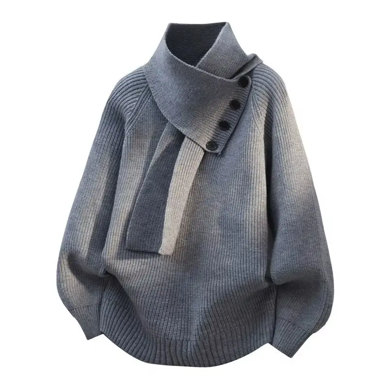 Pull Tricot Homme À Boutons Coupe Ample Décontractée