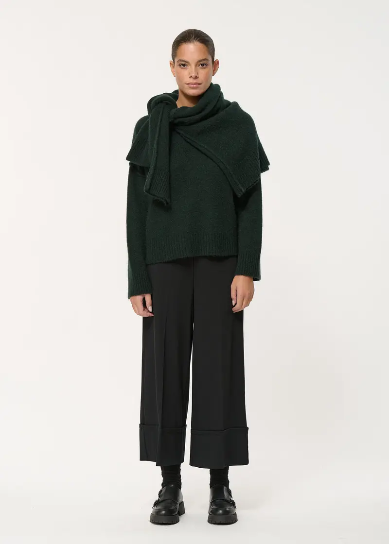 Pull vert foncé oversize en laine et mohair