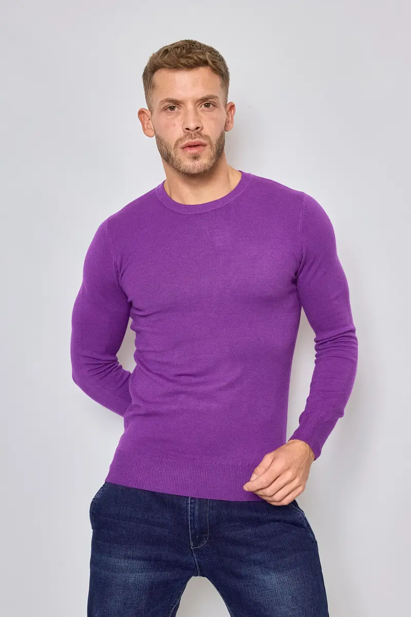 Pull Violet Homme – Col Rond
