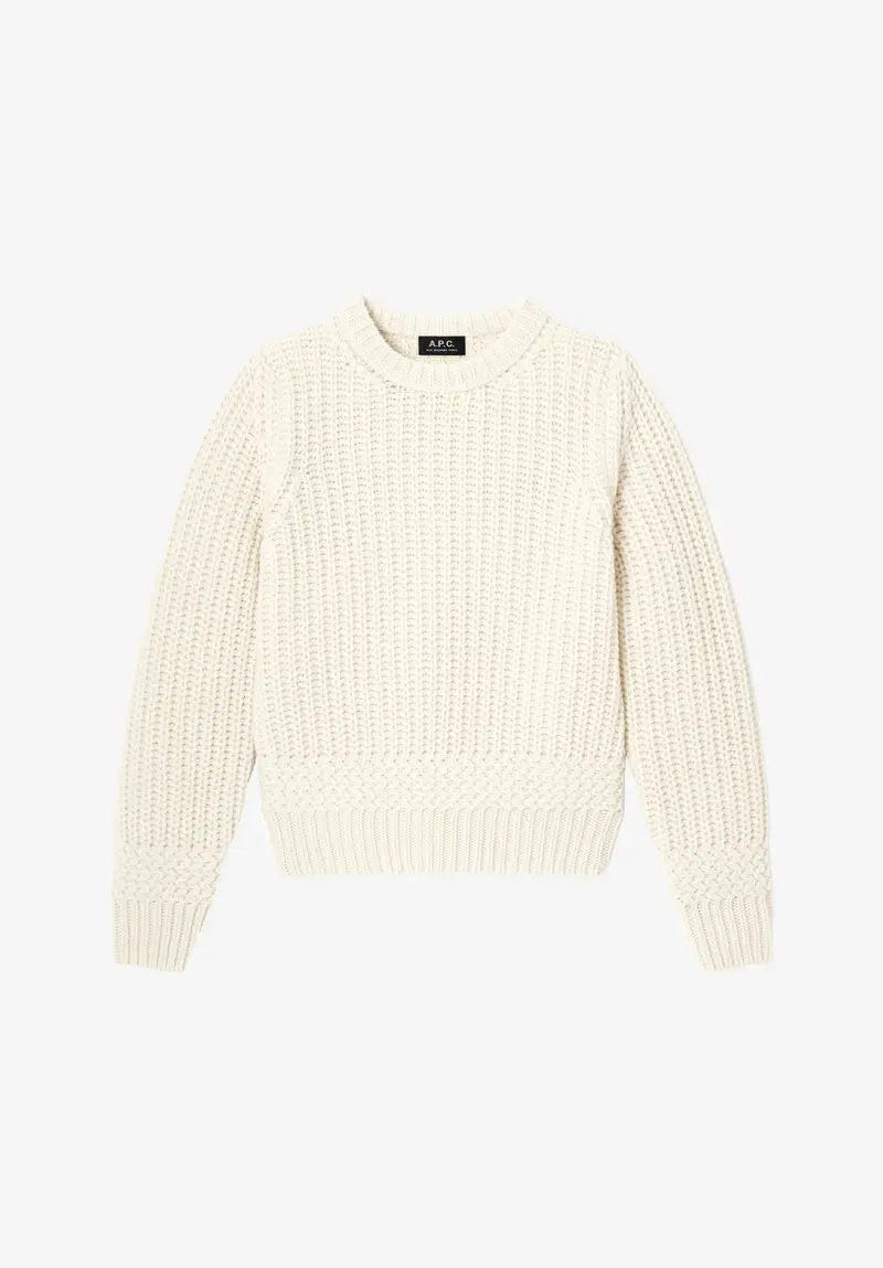 Pullover in Ecru aus recycelter Wolle