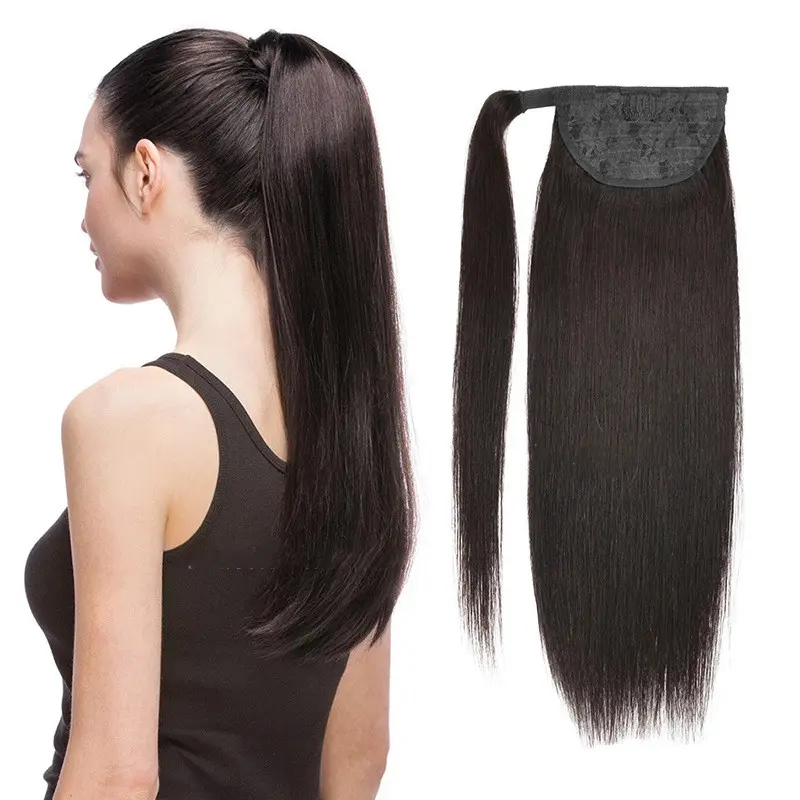 Queue de Cheval Cheveux Humains Attachée – Extension Ponytail Tressée