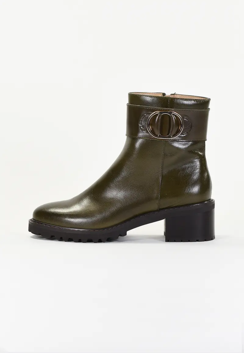 QUINN - Bottines en Cuir Kaki
