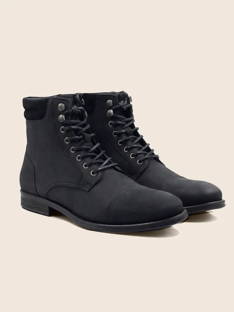 Ranger boots à col cuir nubuck noir