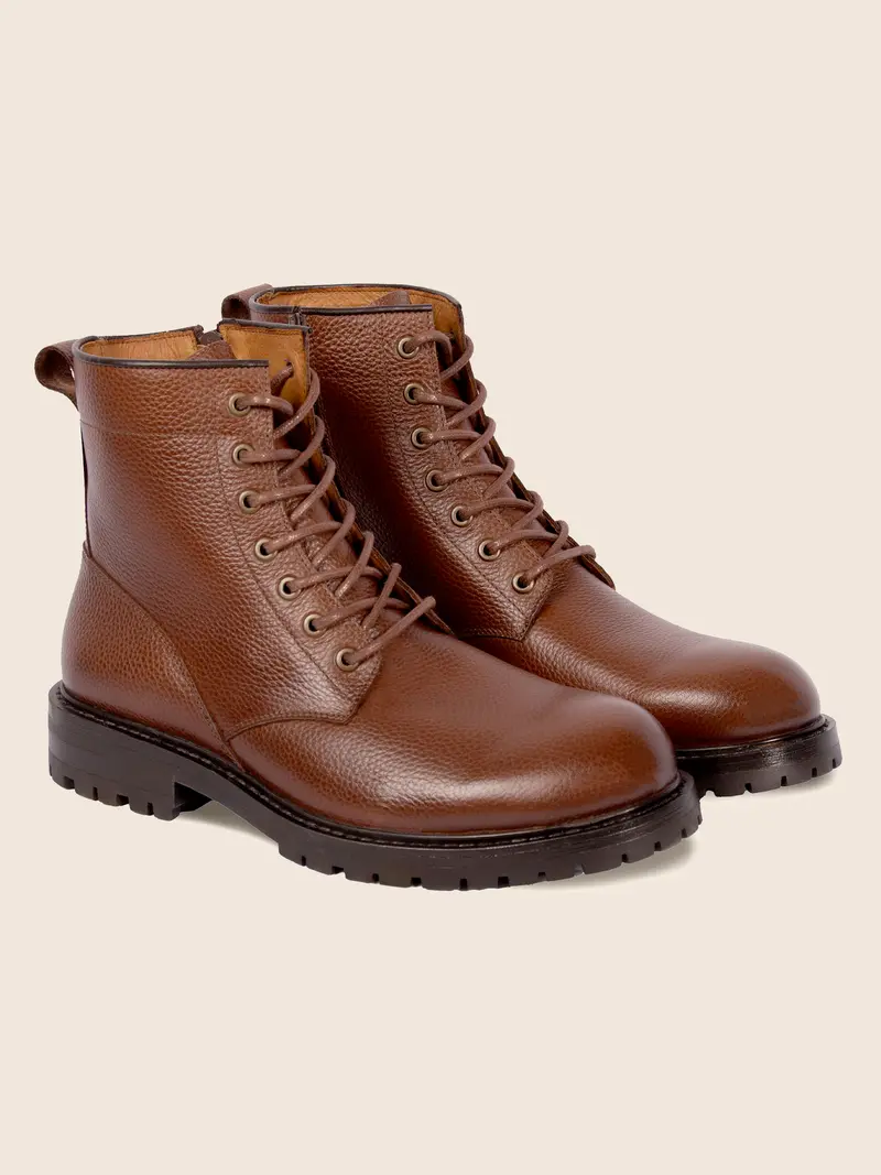 Ranger boots cuir grainé marron