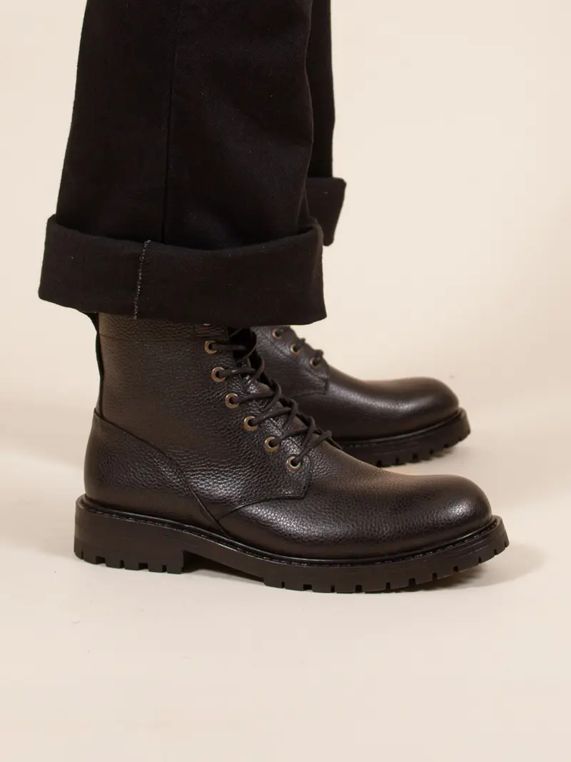 Ranger boots cuir grainé noir