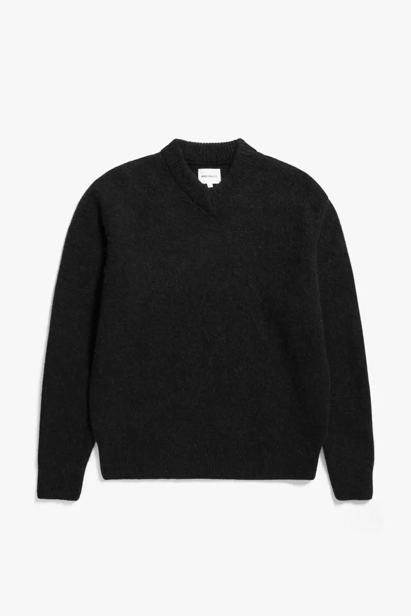 Rasmus Brushed V-Neck Sweater Black