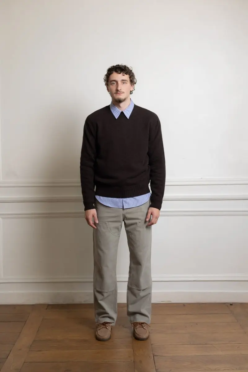 Recycled cashmere boxy jumper - Dark brown