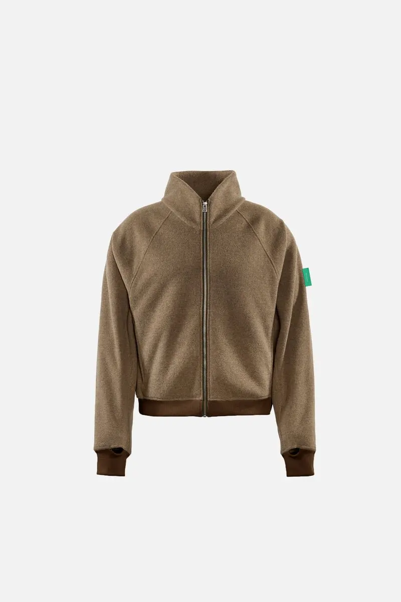 Reverse Brushed Full-Zip Fleece - Melange Brown