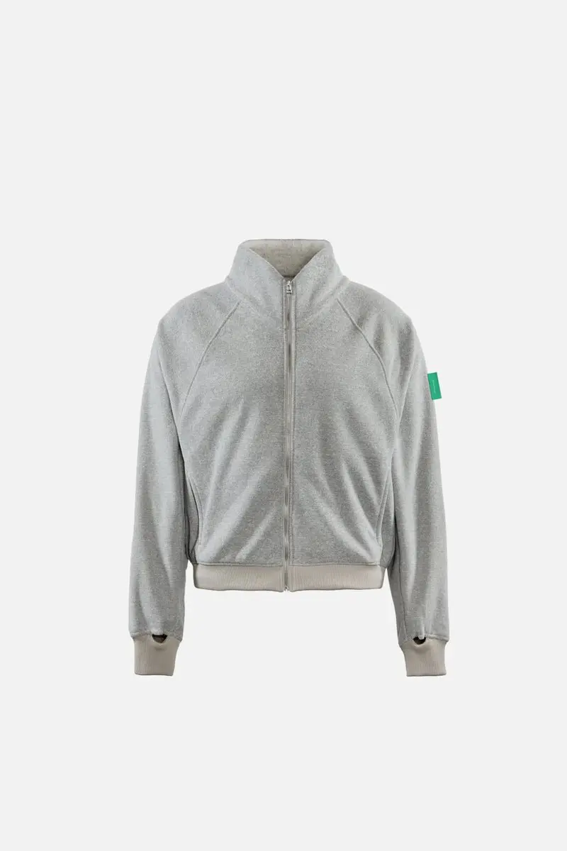 Reverse Brushed Full-Zip Fleece - Melange Grey