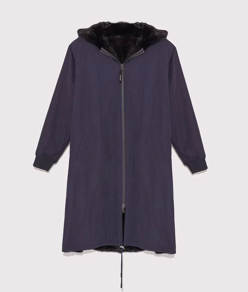Reversible maxi parka in mink fur
