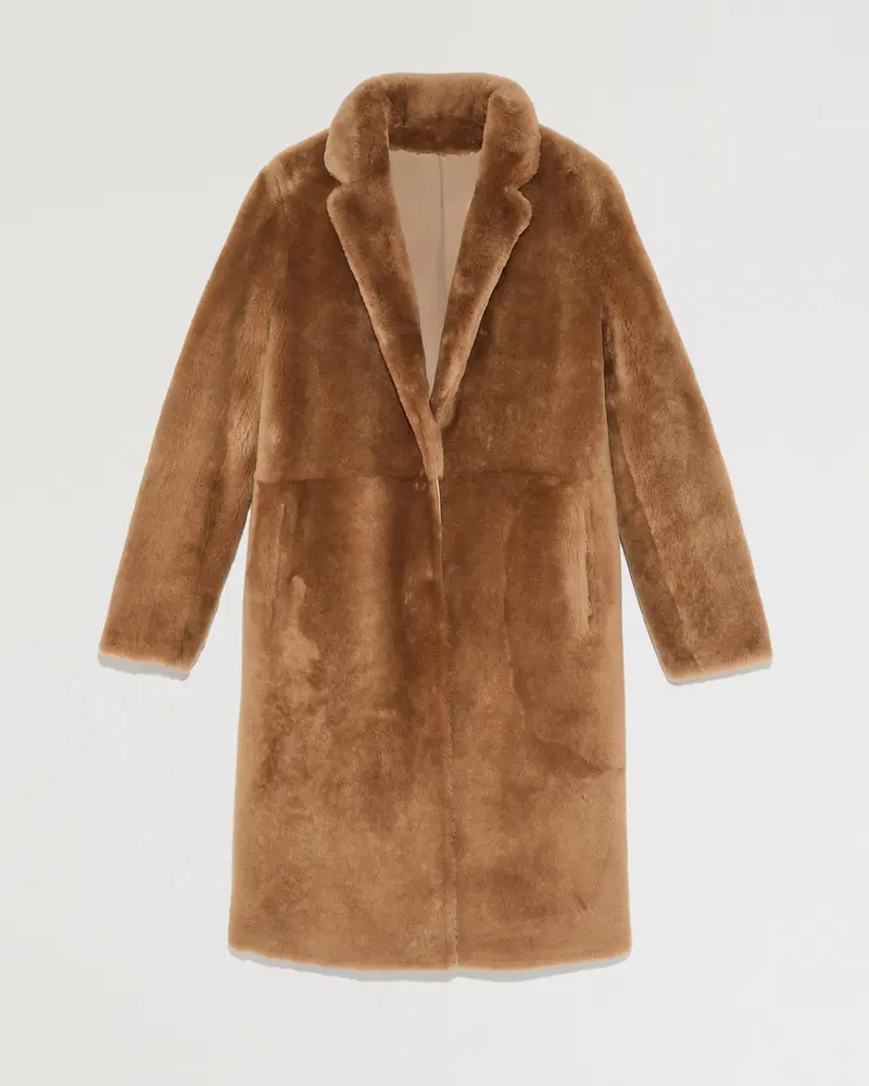 Reversible merino shearling coat